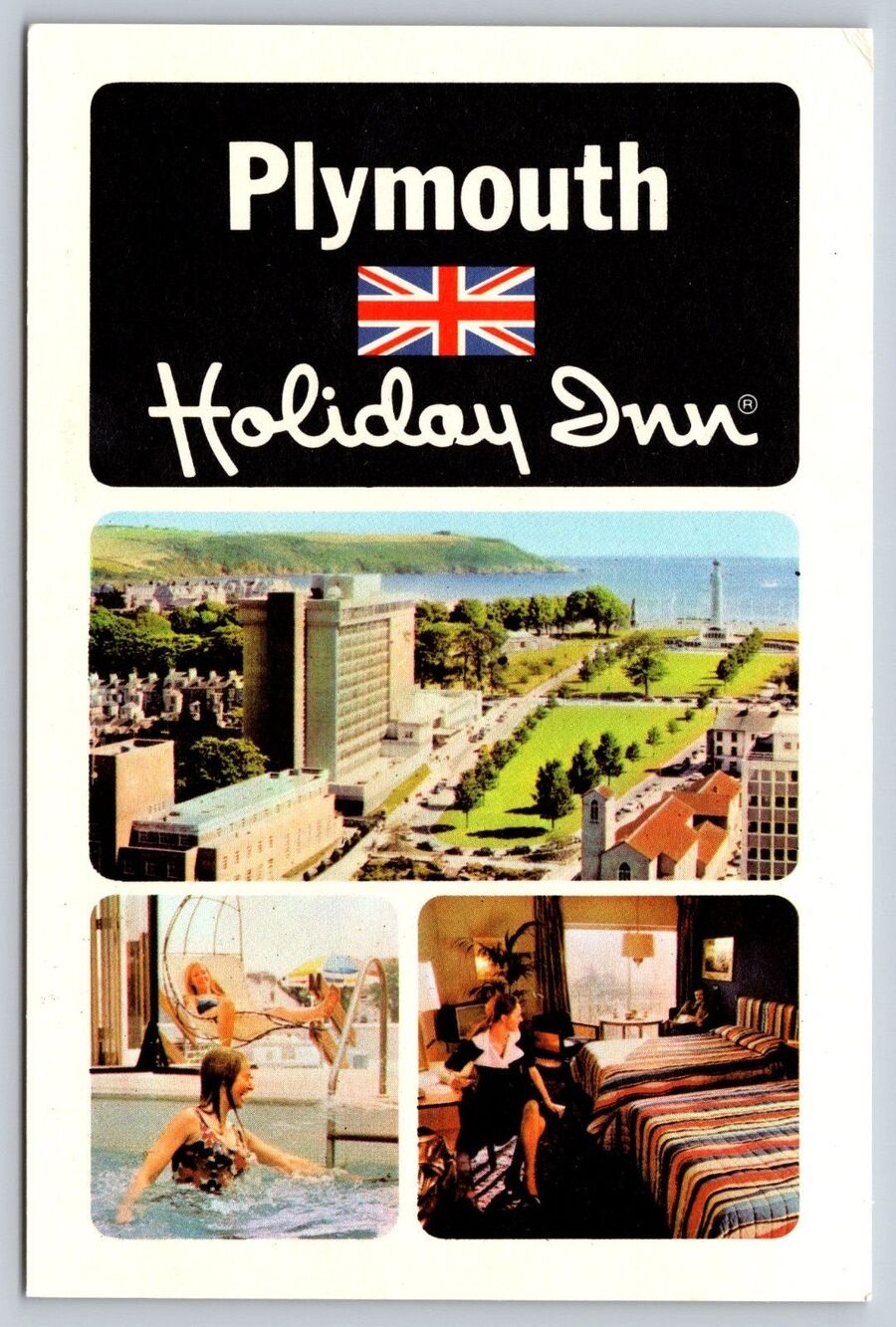 Vintage 1970s Plymouth Holiday Inn Postcard Armada Way Devon England Unposted